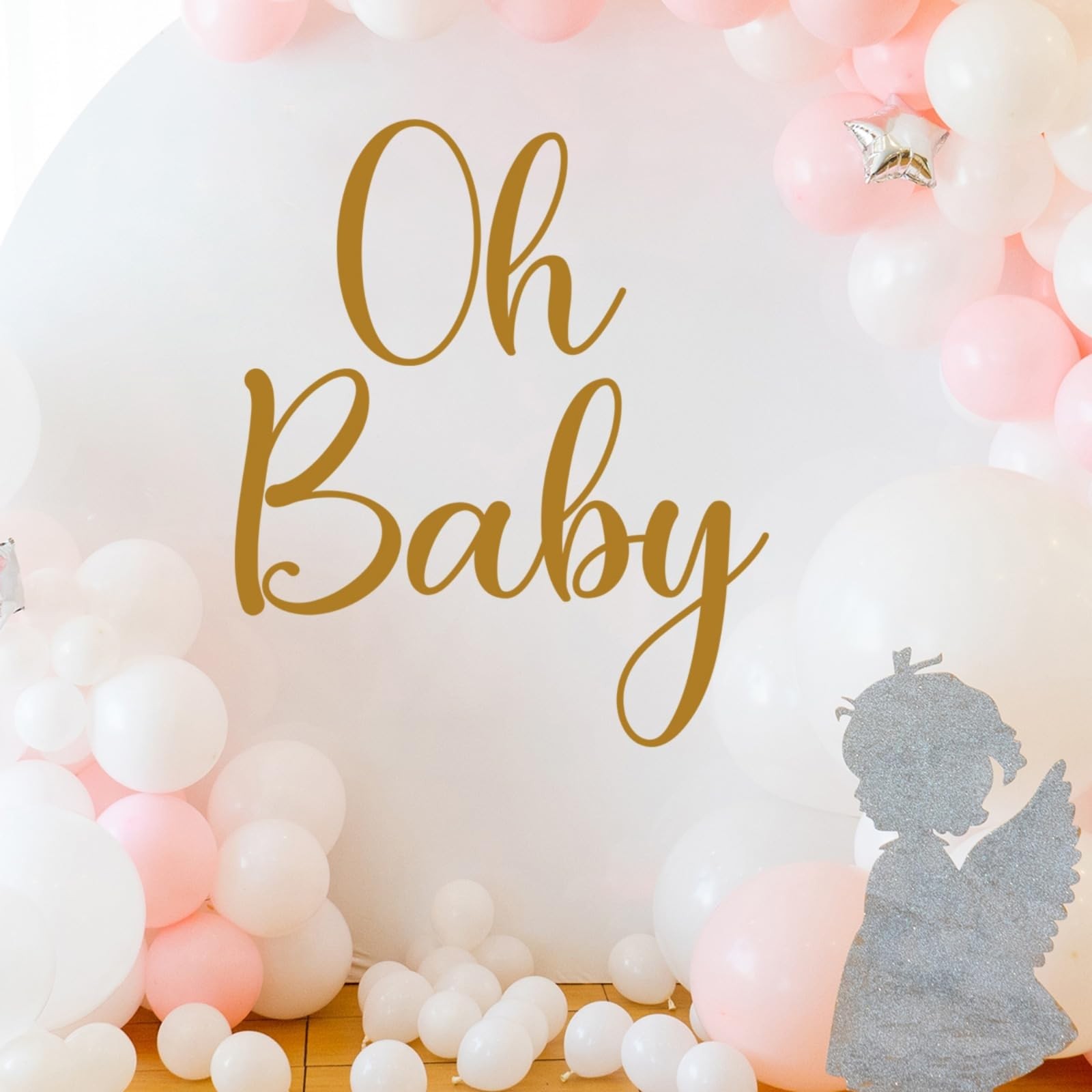 Oh Baby Decal Sign for Backdrop Boy Girl Neutral Gender Reveal Decor Large St…
