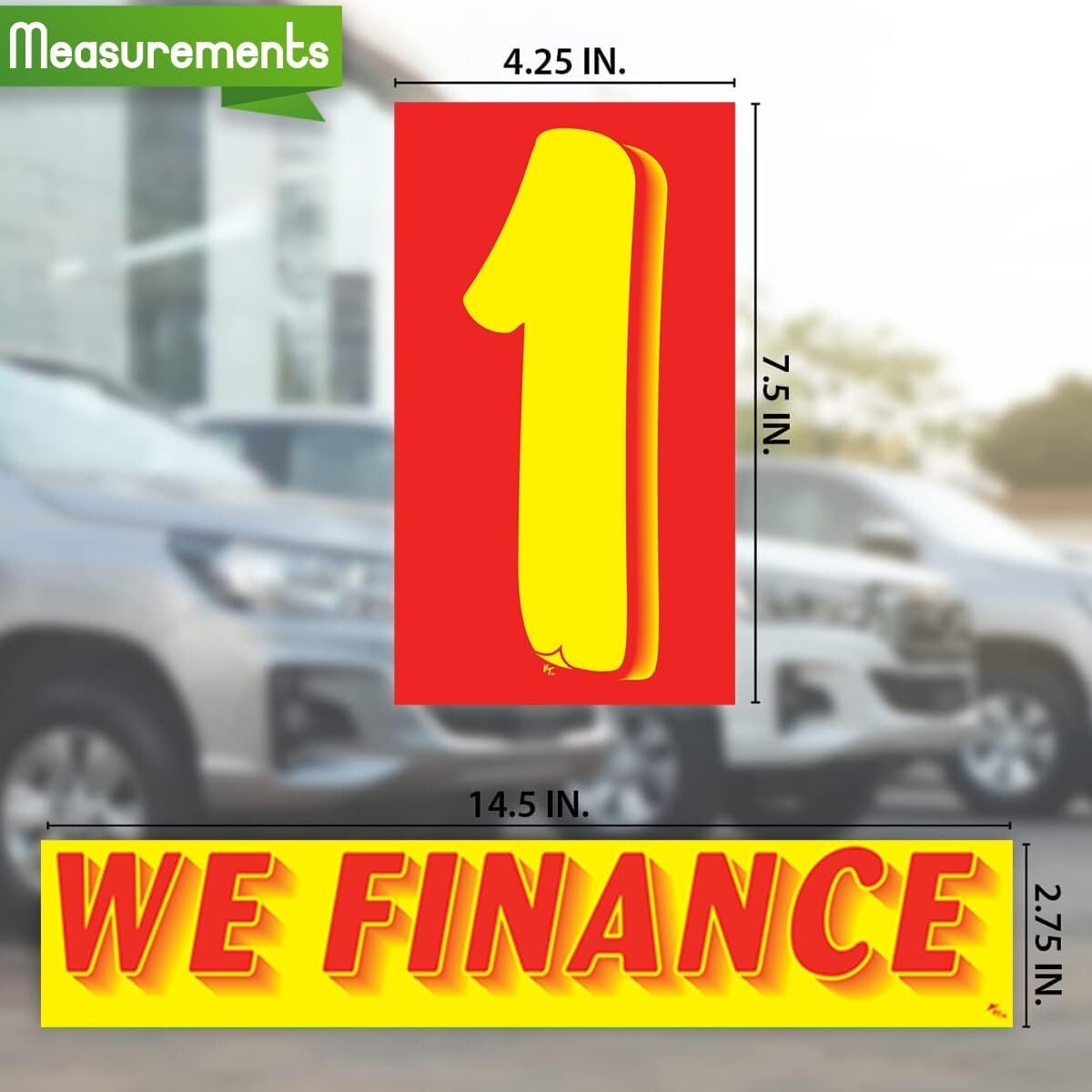 Vinyl Number and We Finance Slogans Decals Car Lot Windshield Pricing Stickers
