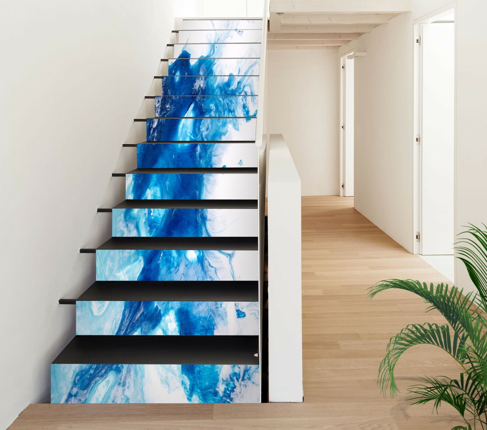 3D Blue Watercolor ZHU977 Stair Risers Decoration Photo Mural Vinyl Wallpaper Am