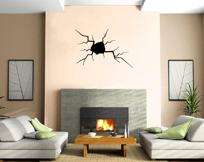 Crack in the Wall Split Hole Damage Decor Wall Art MURAL Vinyl Art Sticker M507