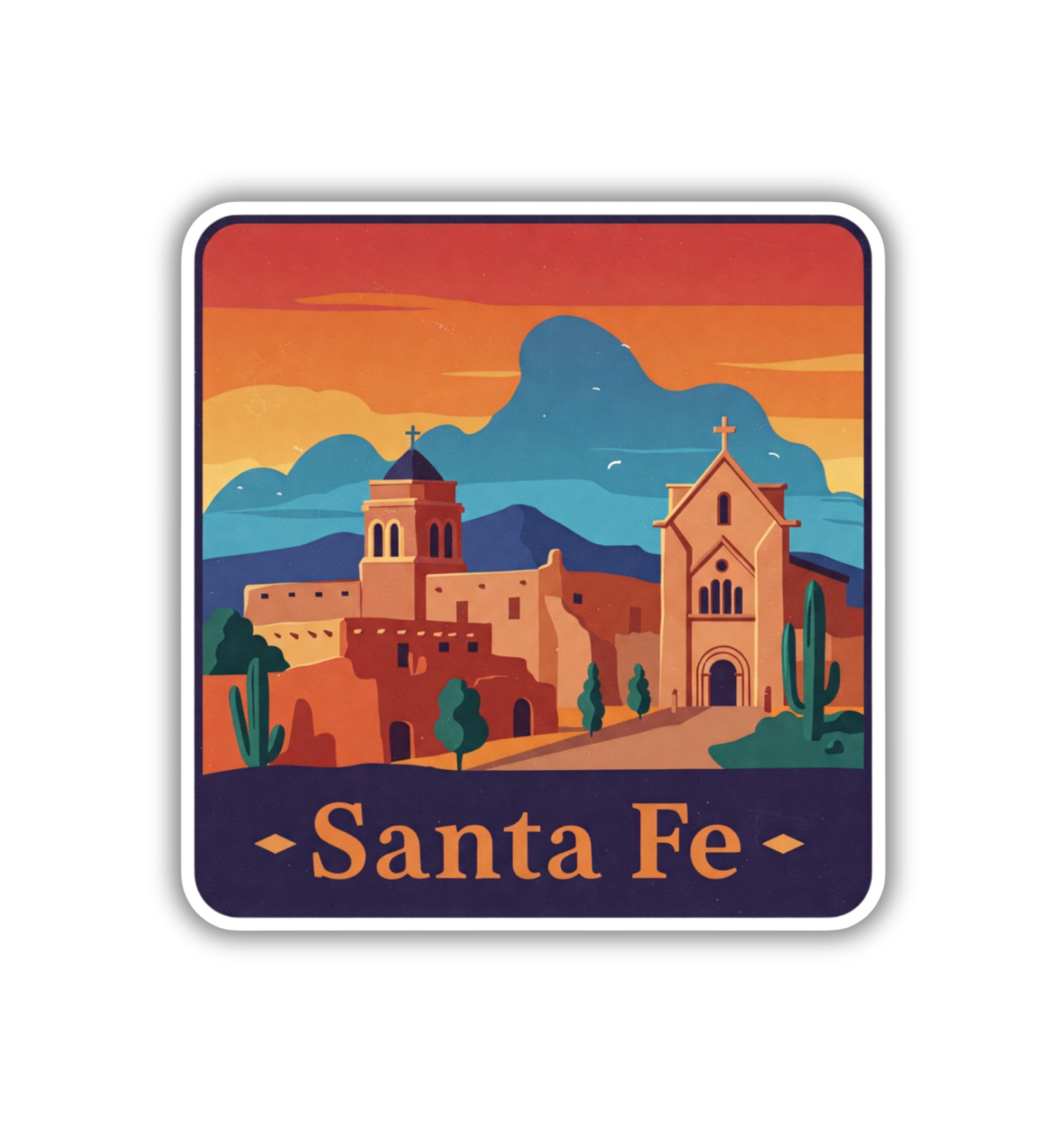 Santa Fe New Mexico Fridge Magnet or Laptop Sticker