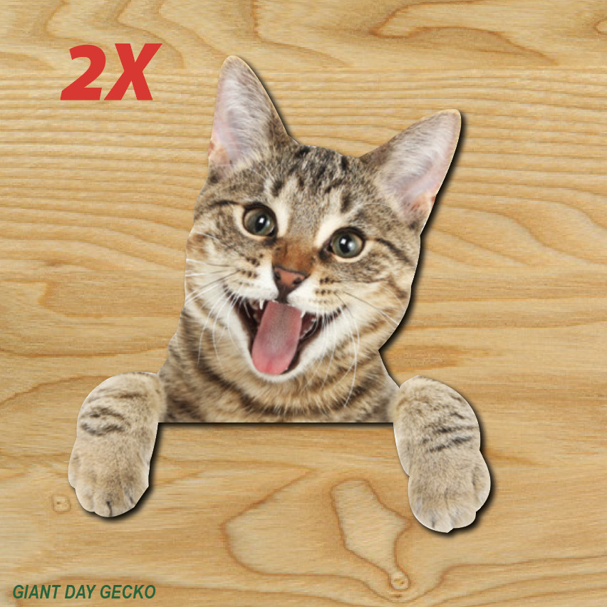 2X Two Peeper Cat Kitten Kitty Meow car Laptop Wall Sticker Decal USA Stickers
