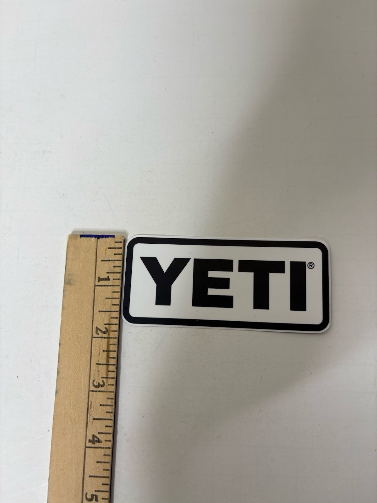 YETI Authentic Sticker Swag White with Black Lettering Self Adhesive NEW