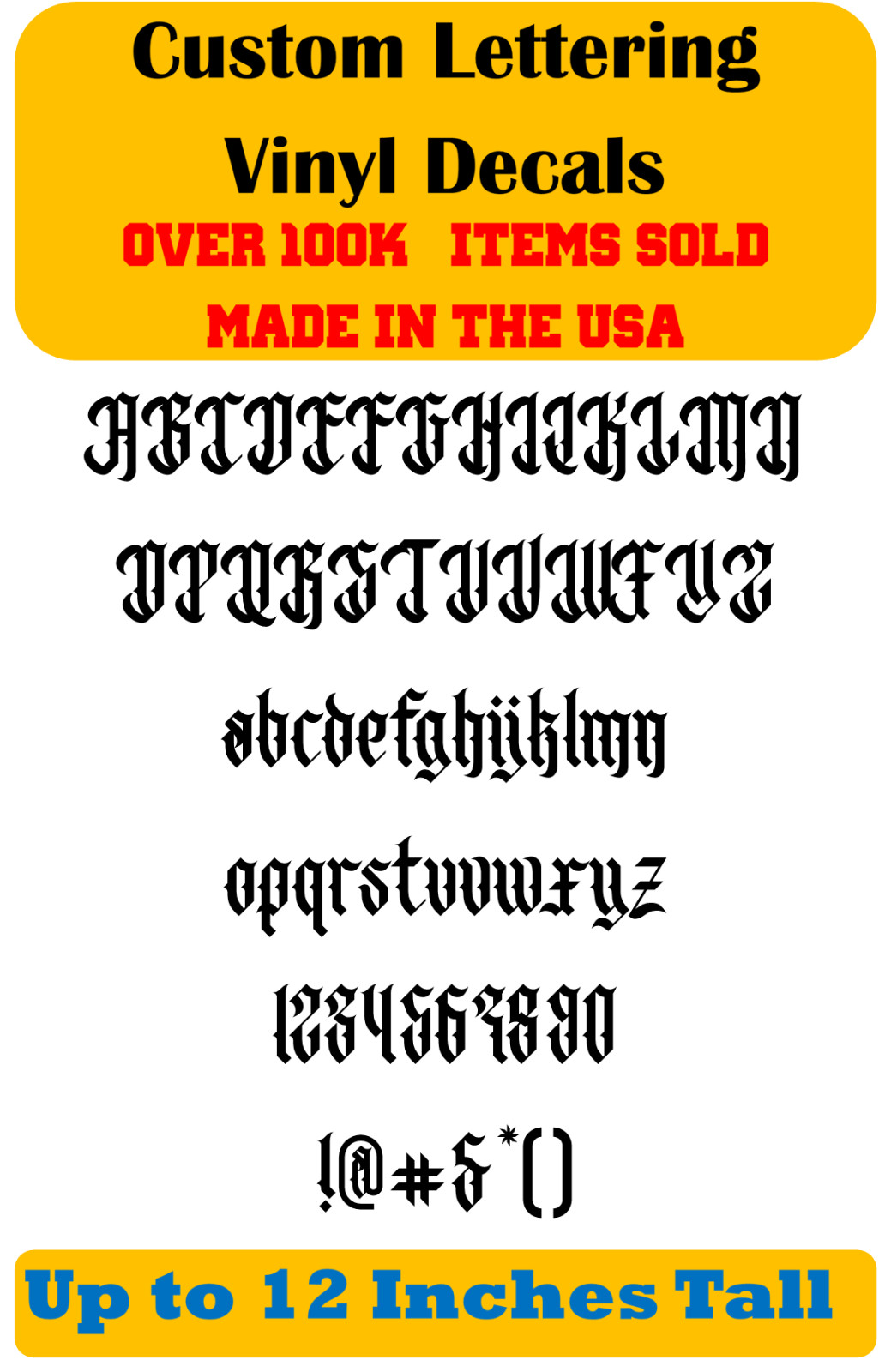 Custom Personalized Decal Vinyl Lettering Text Business Sign Old English Font vC
