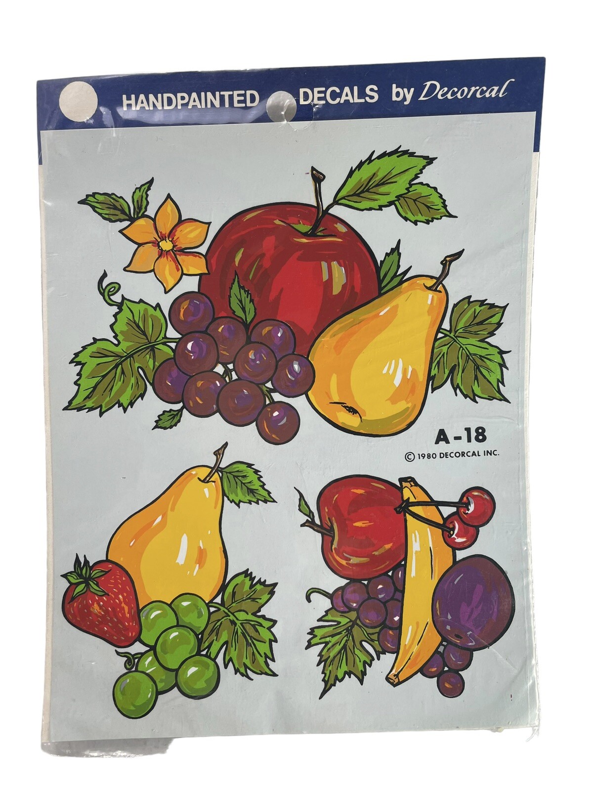 Vintage Roses Fruit Strawberry Decals Decoral Hand Painted 1980 Metal Wood Craft