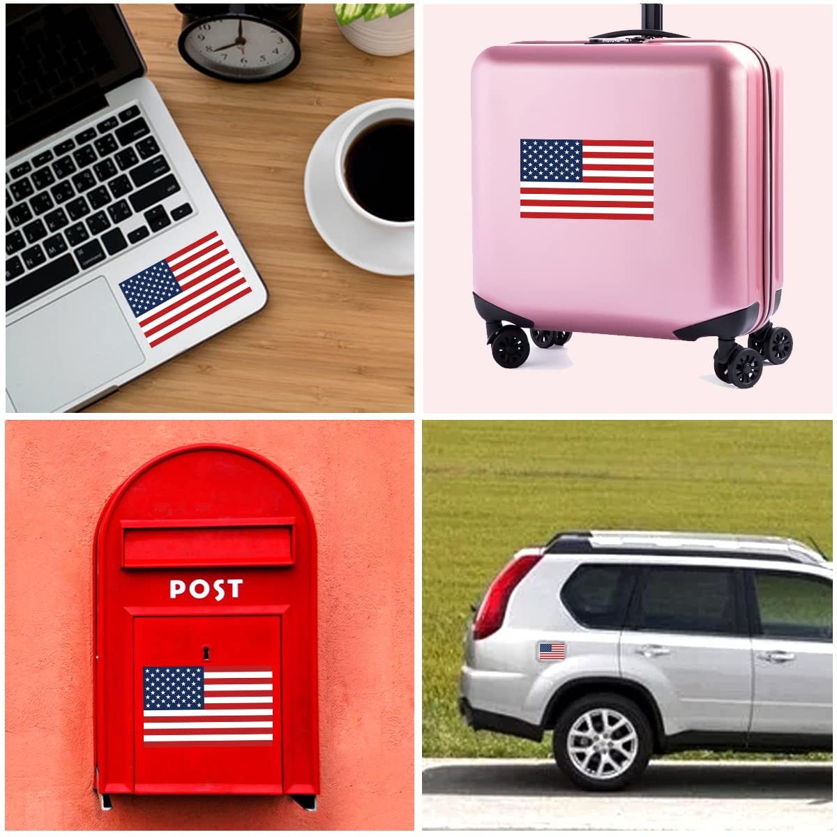American Flag Sticker Decal 3 Pack, Multiple Sizes for Cars and Windows