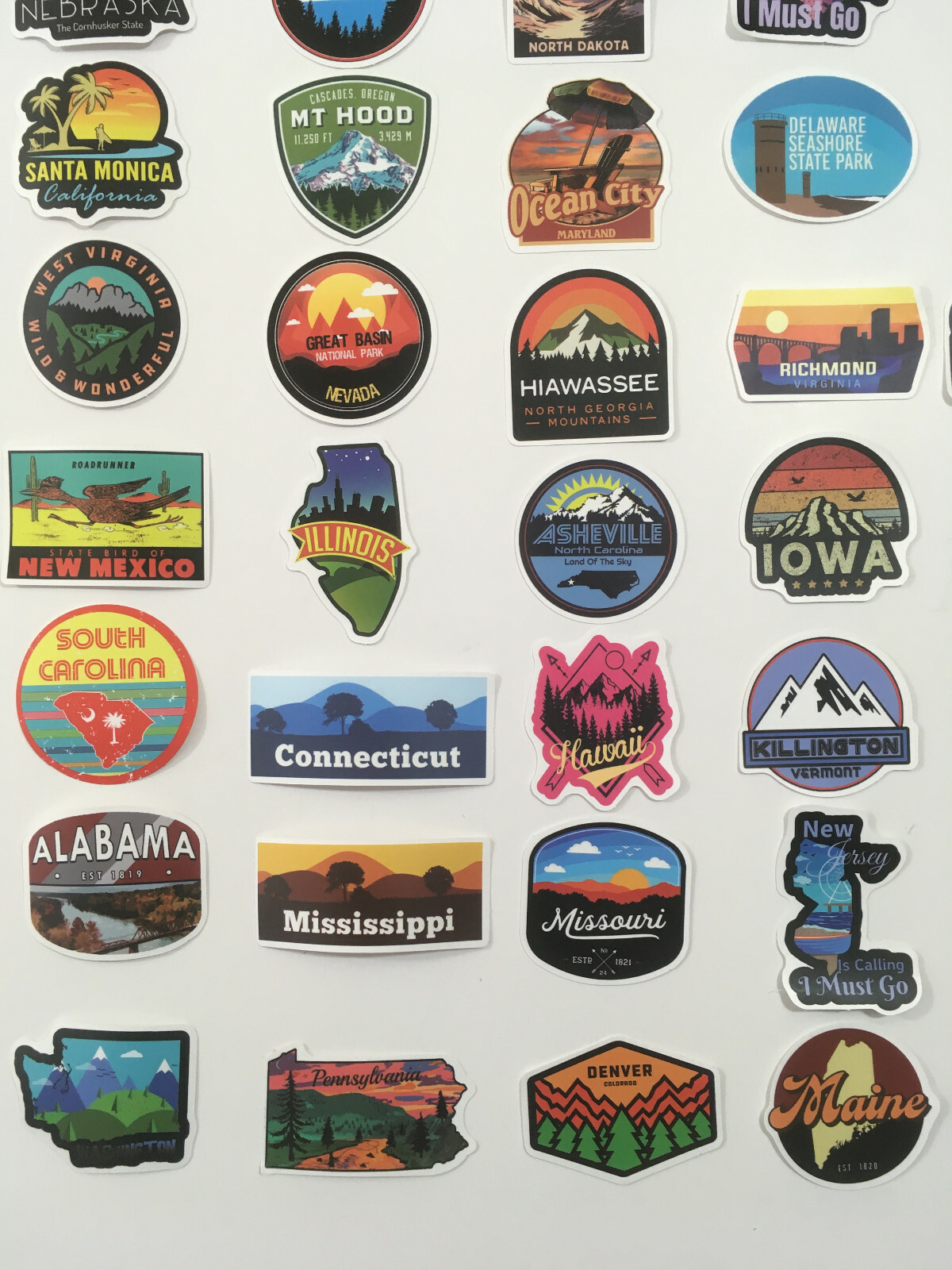 50 Pcs USA State Stickers Travel United States of America Sticker American
