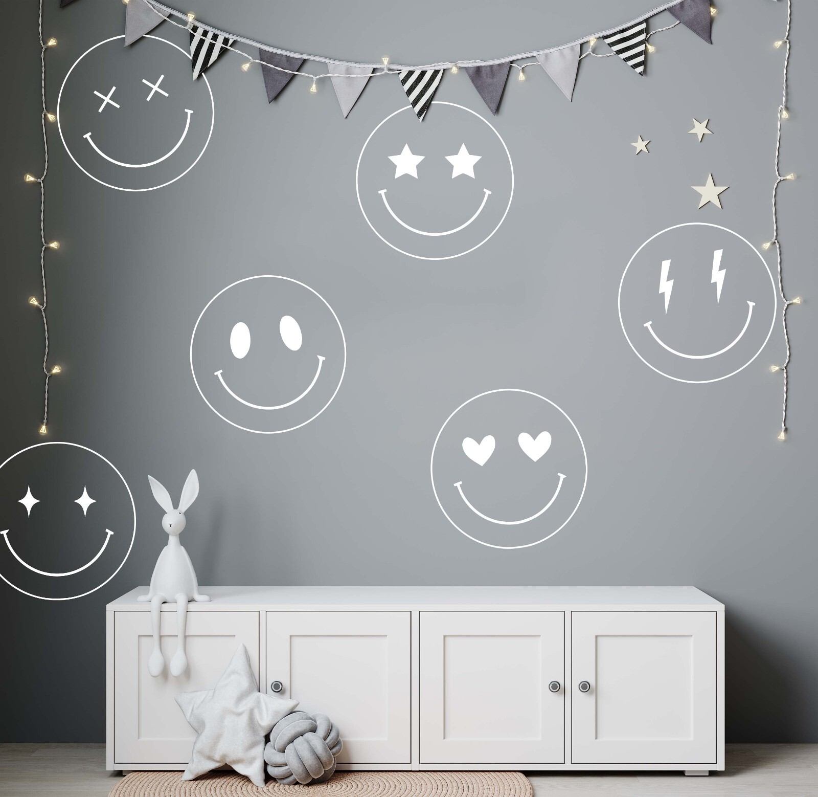 Set of 6 Smiley Face Wall Decals – Emoji Stickers n059