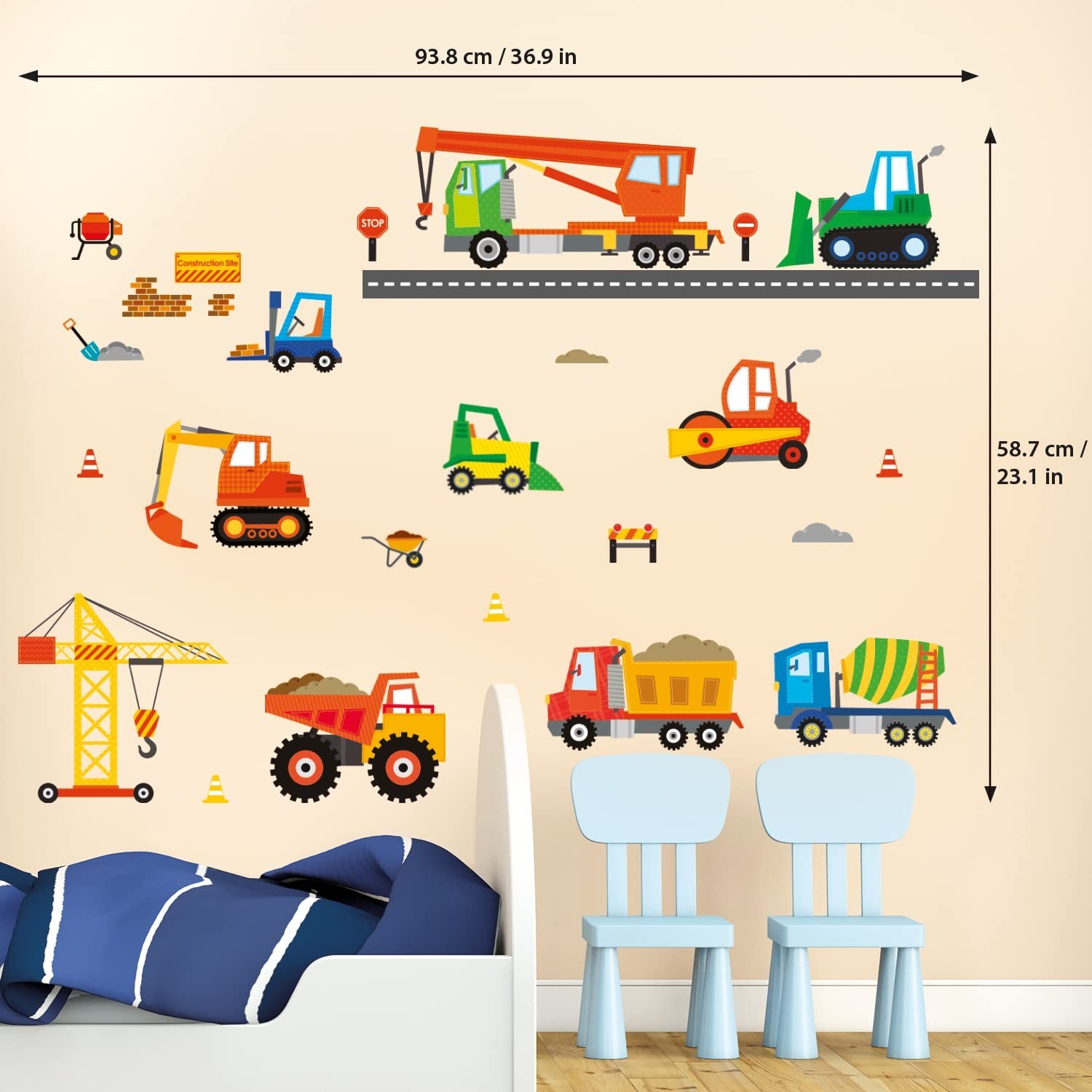 DECOWALL DS-8012 Construction Vehicles Cars Transport Kids Wall Stickers Wall…