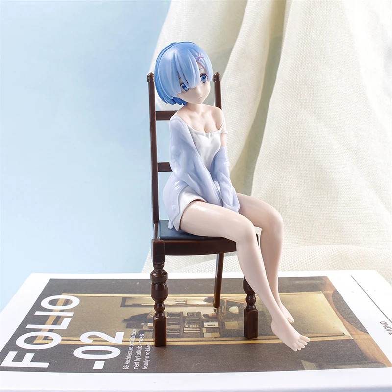 17cm Anime Re: Life In A Different World From Zero Rem Sit On Chairs Action Figu