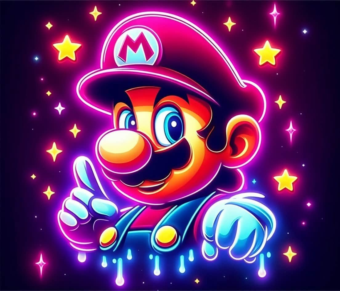 Neon Super Mario Sticker Decal Laptop Wall Mirror Cup Tumblr Locker Bin