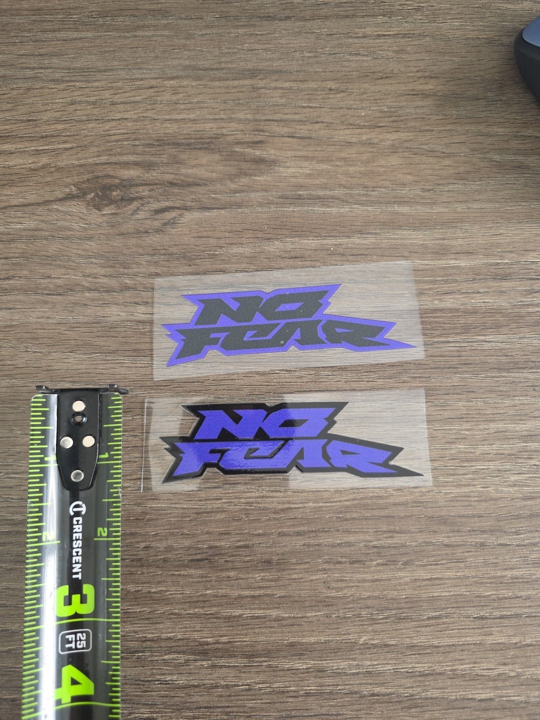 2X NO FEAR Purple & Black Outlined Raised UV DTF DECAL STICKER Waterproof 4in