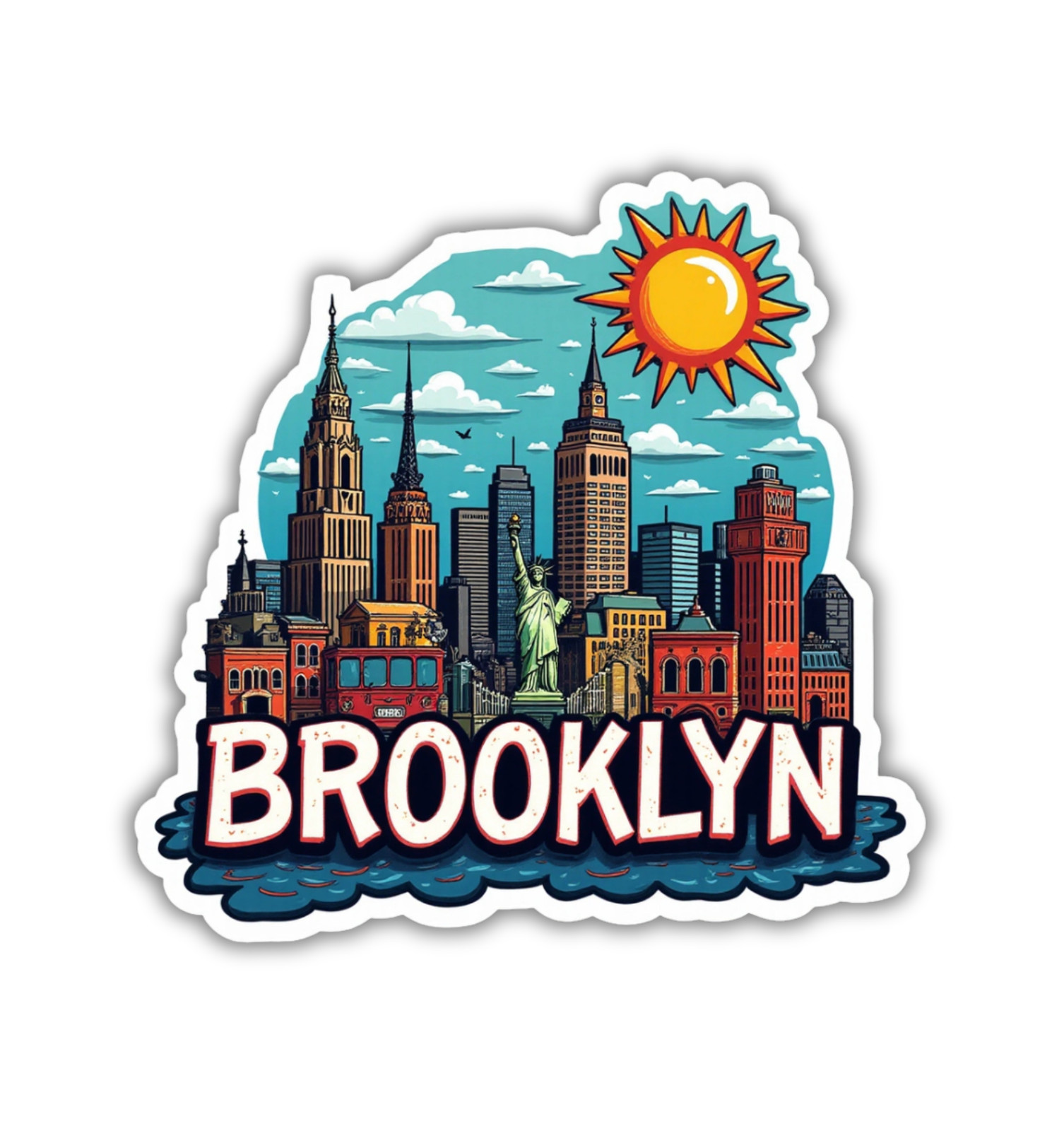 Brooklyn New York Fridge Magnet or Laptop Sticker