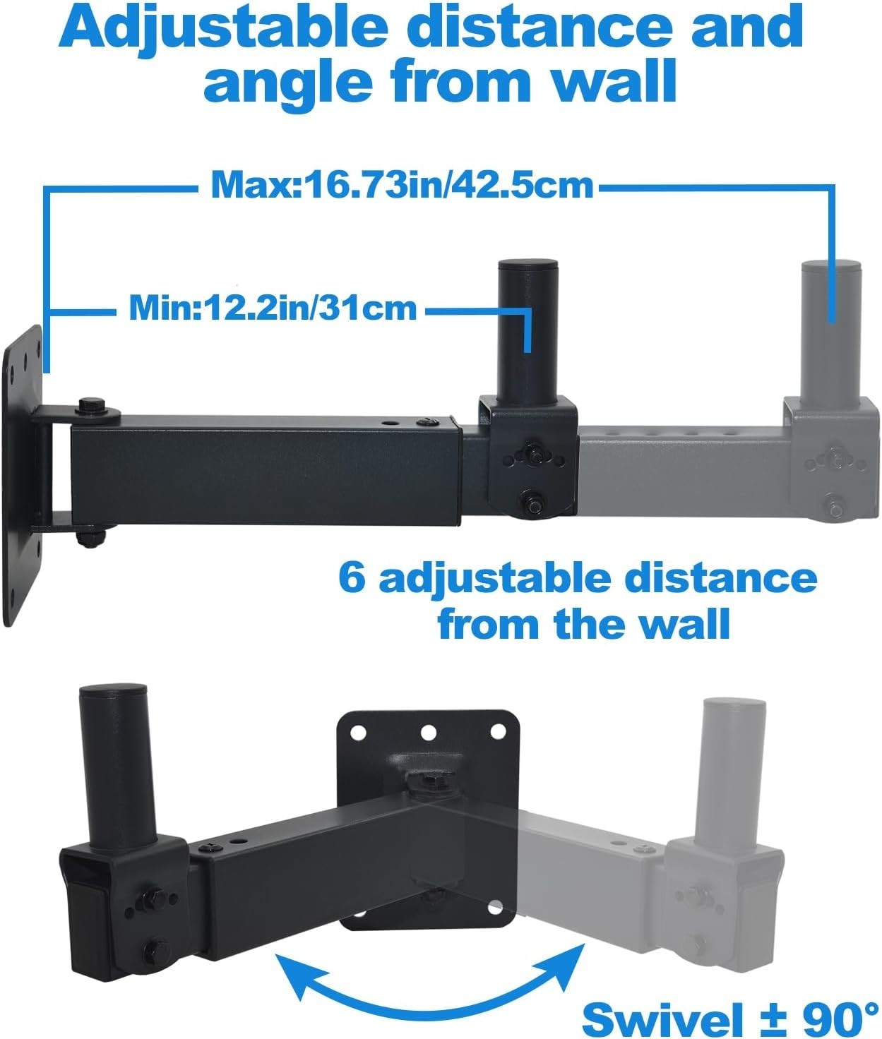 Heavy Duty Speaker Wall Mount,Adjustable Tilt & Swivel Wall Mount Brackets for P