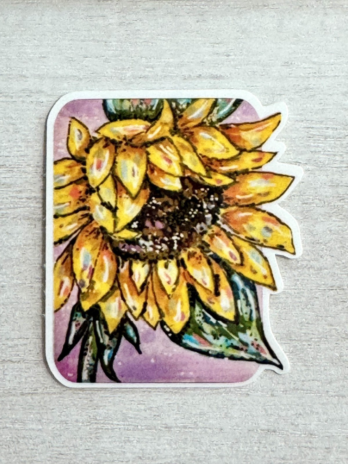 Sunflower Sticker, ACEO Bright Color Flower Cute Sticker, Decal, Waterproof