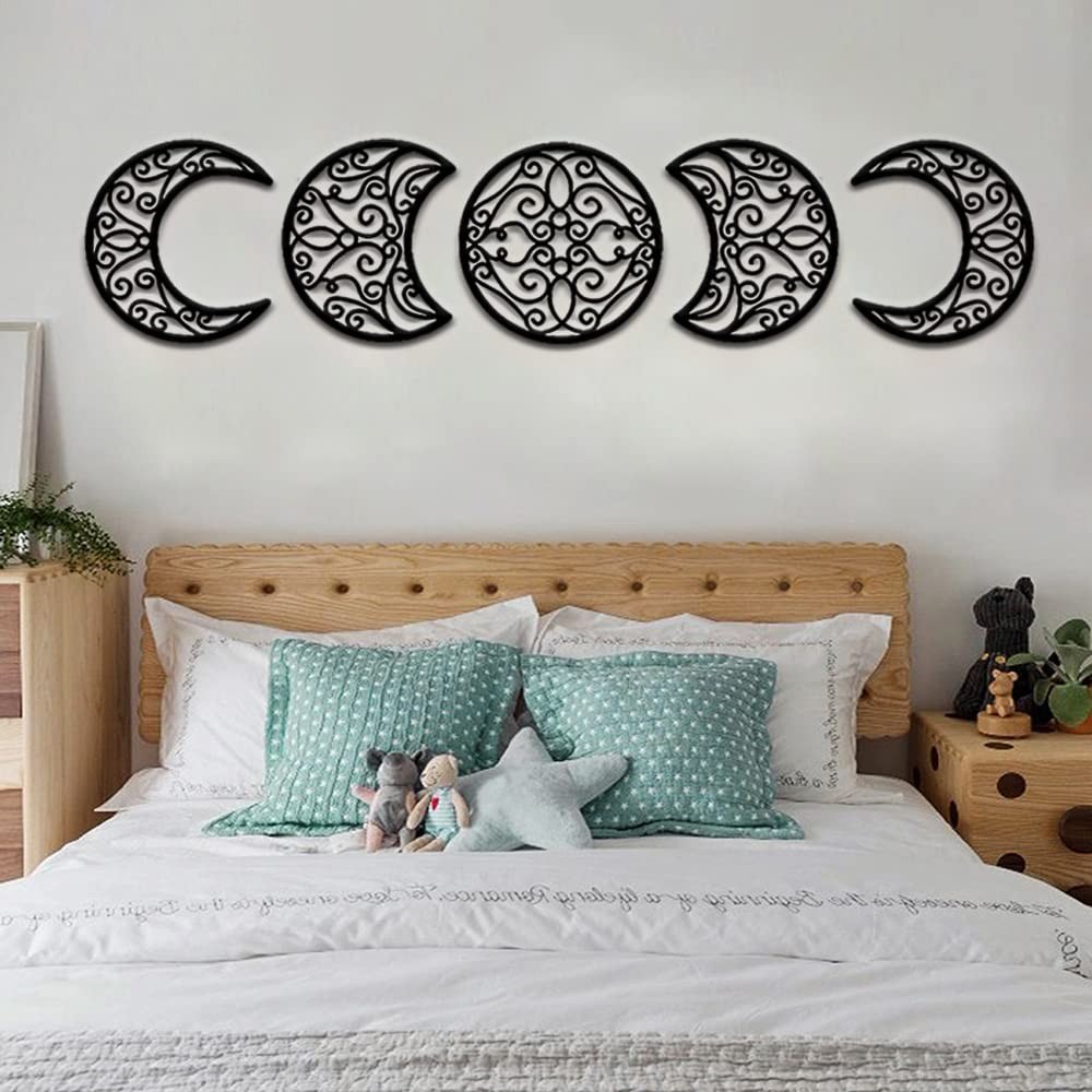Moon Wall Decoration, Moon Phase Wall Art Decoration Hanging (5 Pieces) Nordi…