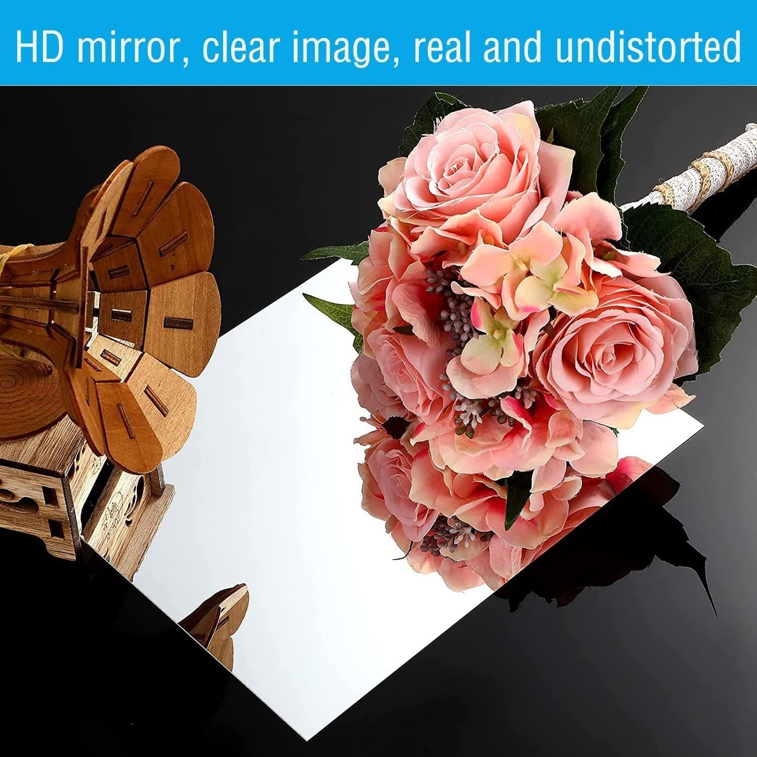 16"x12" Acrylic Mirror Sheet – Flexible Self-Adhesive Wall Decor, Non-Glass Tile