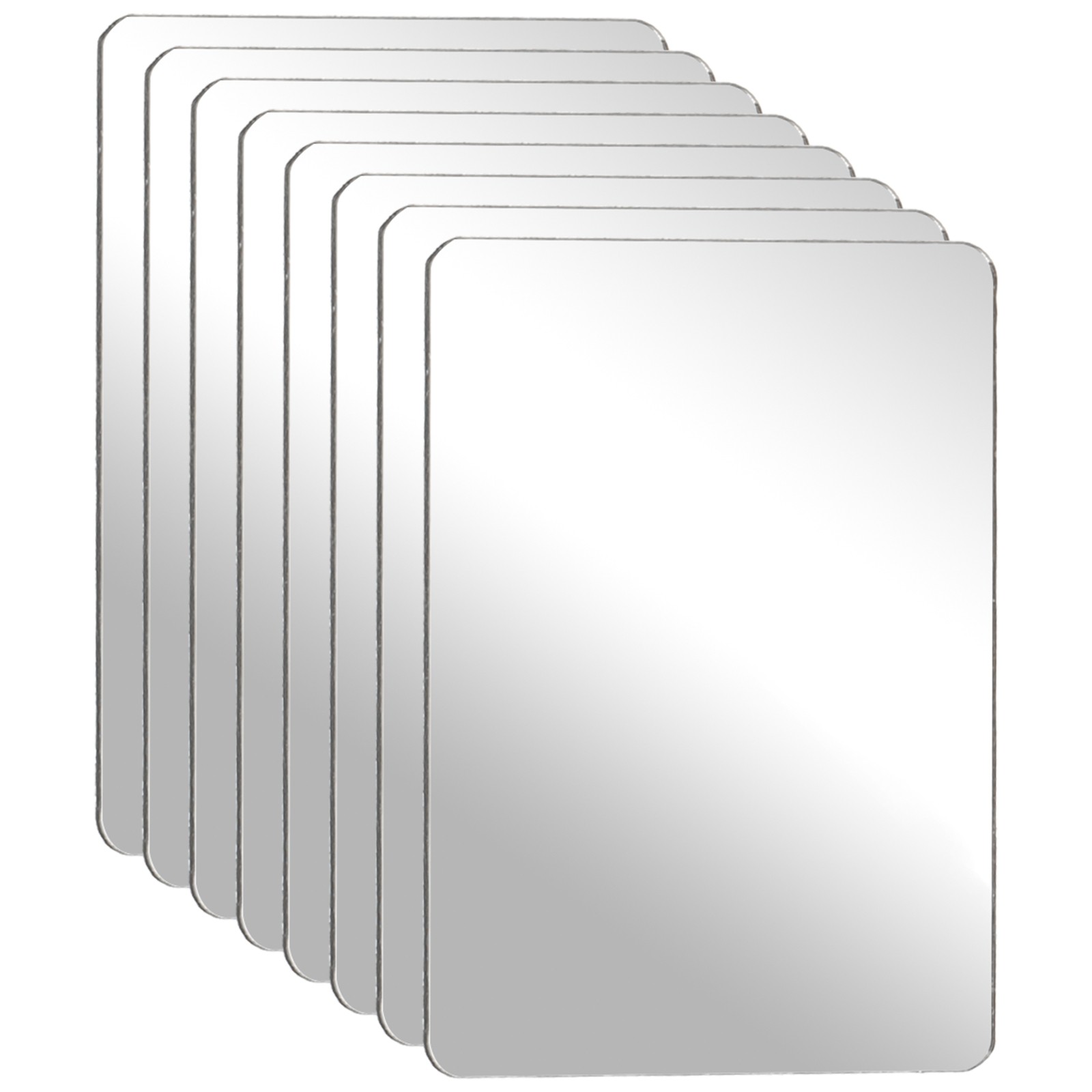8Pcs Acrylic Mirror Sheet, 2.8×2" Rectangle Self Adhesive Mirror