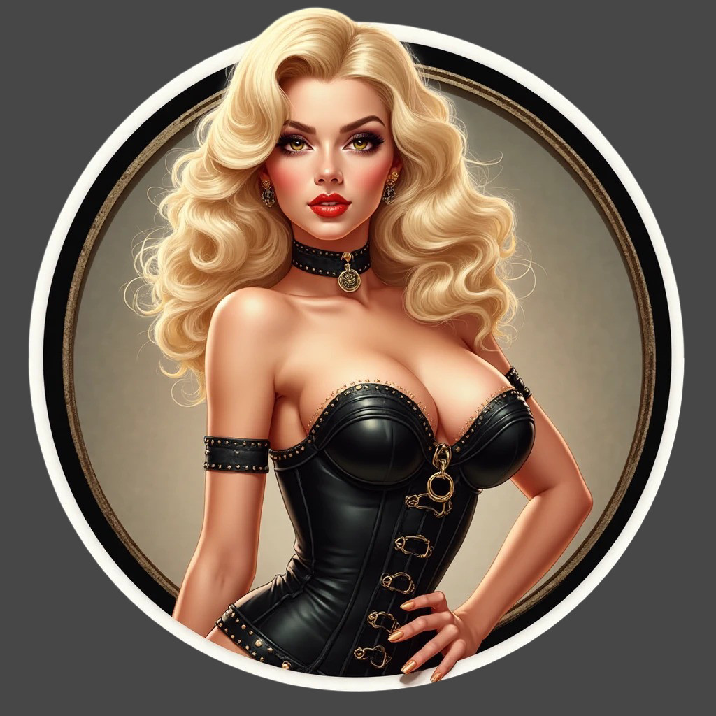 Blonde pinup girl sticker vinyl decal curvy bombshell retro corset beauty vibe