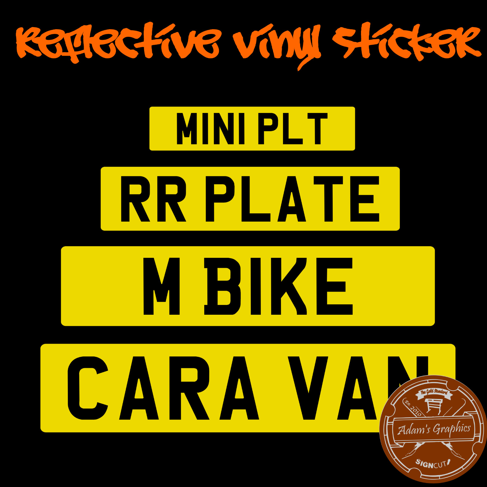 Plate Sticker – Vinyl Reflective Sticker Caravan Trailer Yellow