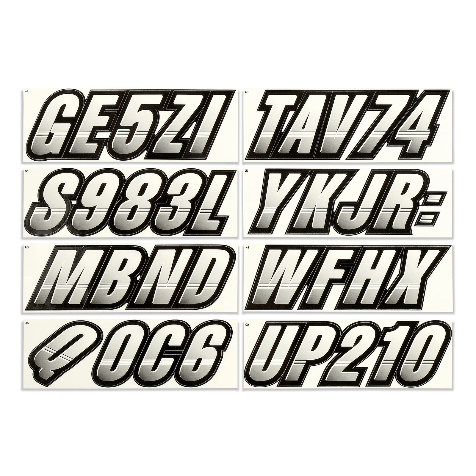 Techtron Transparent/black 3" Dot Decal Kit Registration Numbers Vinyl Lettering