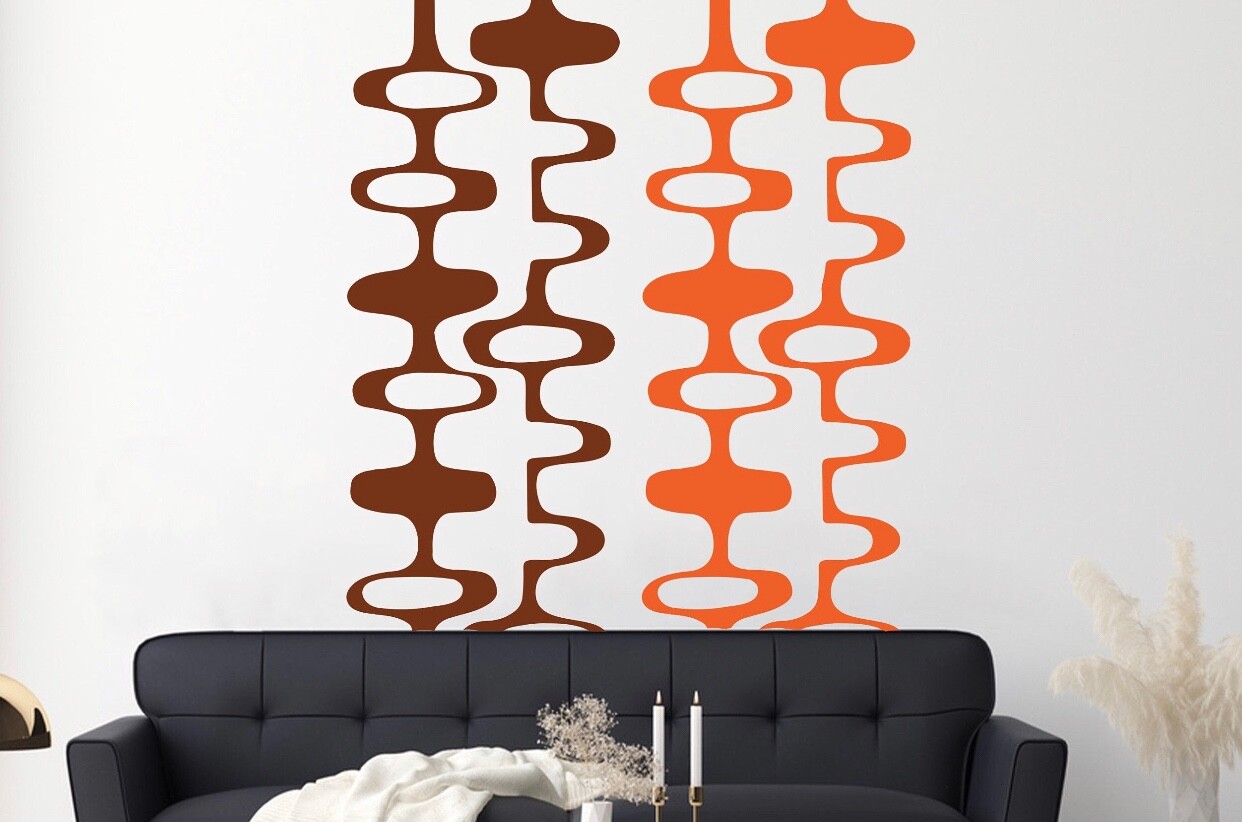 Vintage midcentury modern wall decal chain pattern