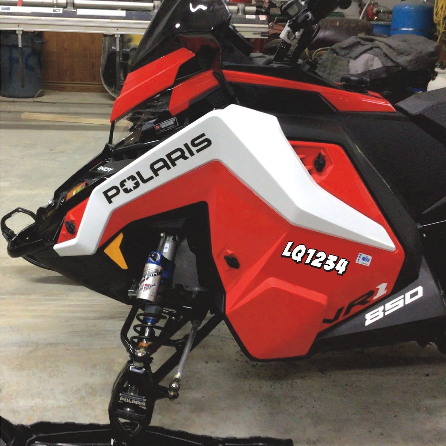 Snowmobile Registration Numbers & Letters 2 Pack Custom 2" vinyl decal pair 2CL