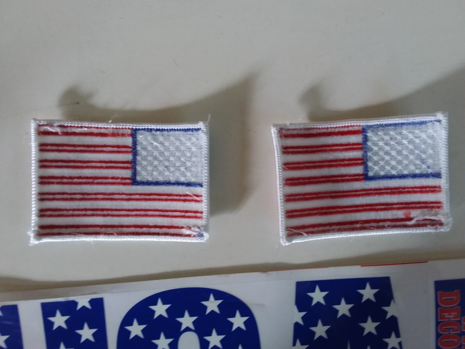 Patriotic USA Letters Static Window Stickers Decals + 2 Flag Patches 4th of July