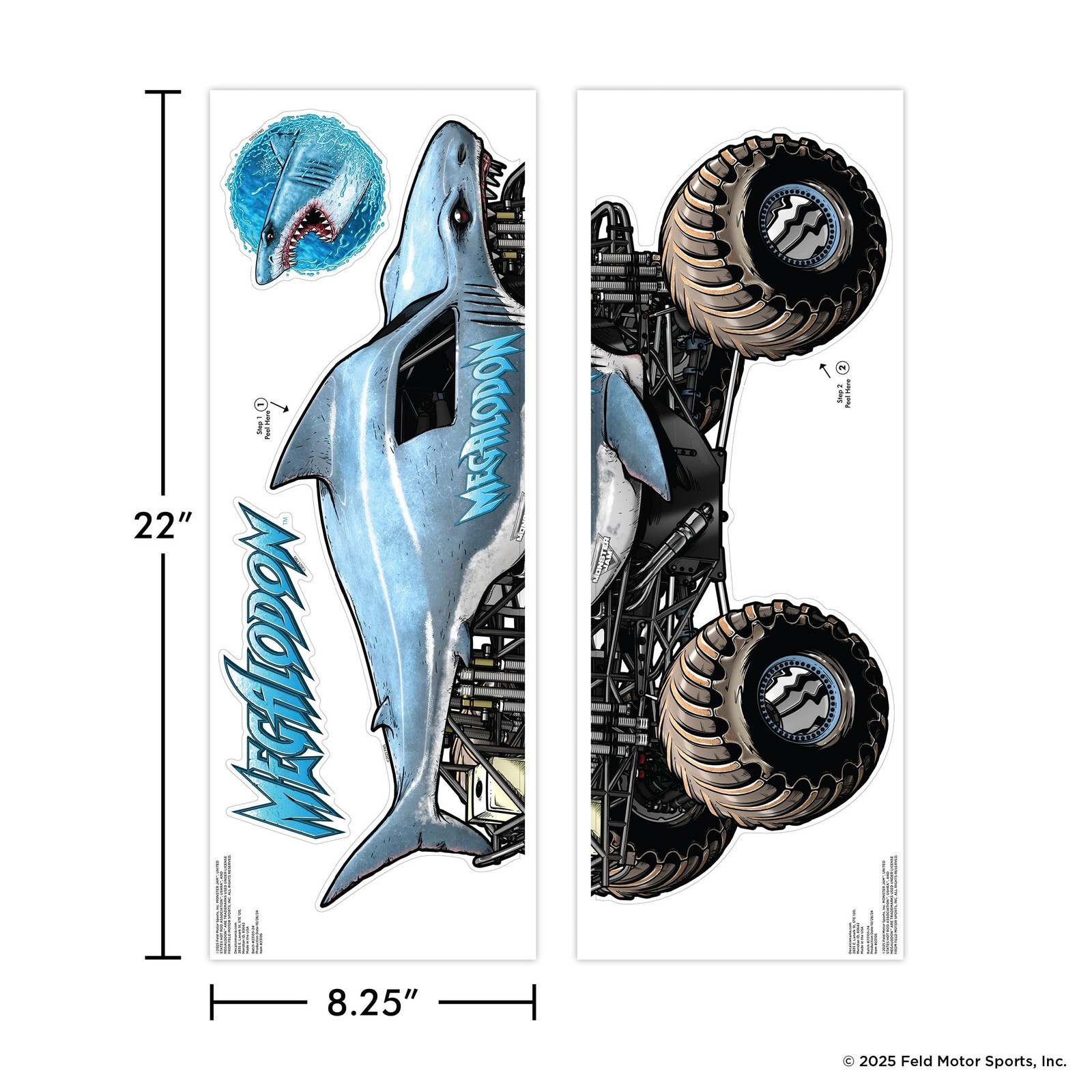 Monster Jam Megalodon Truck Wall Decal – Large 21" Wide Monster Truck Wall Vi…