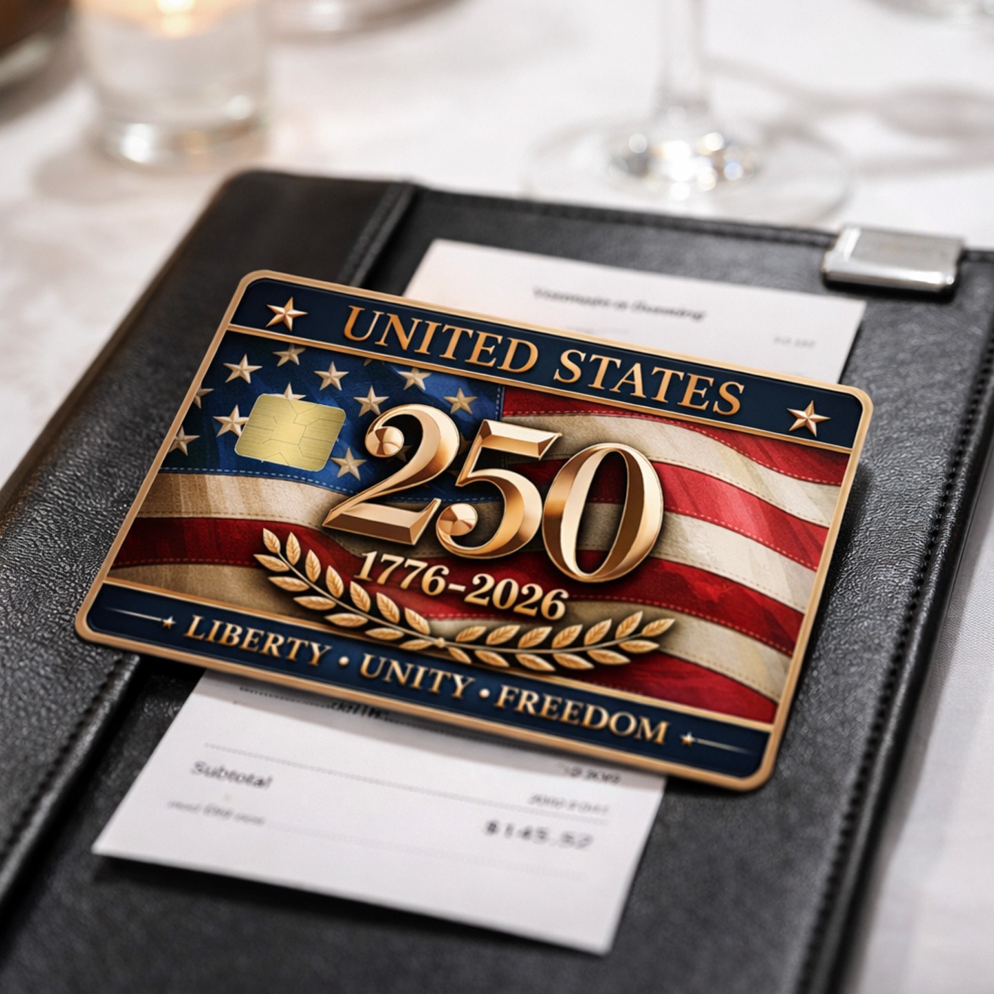 USA 250th Anniversary 1776-2026 Credit Card Skin Sticker Patriotic Liberty
