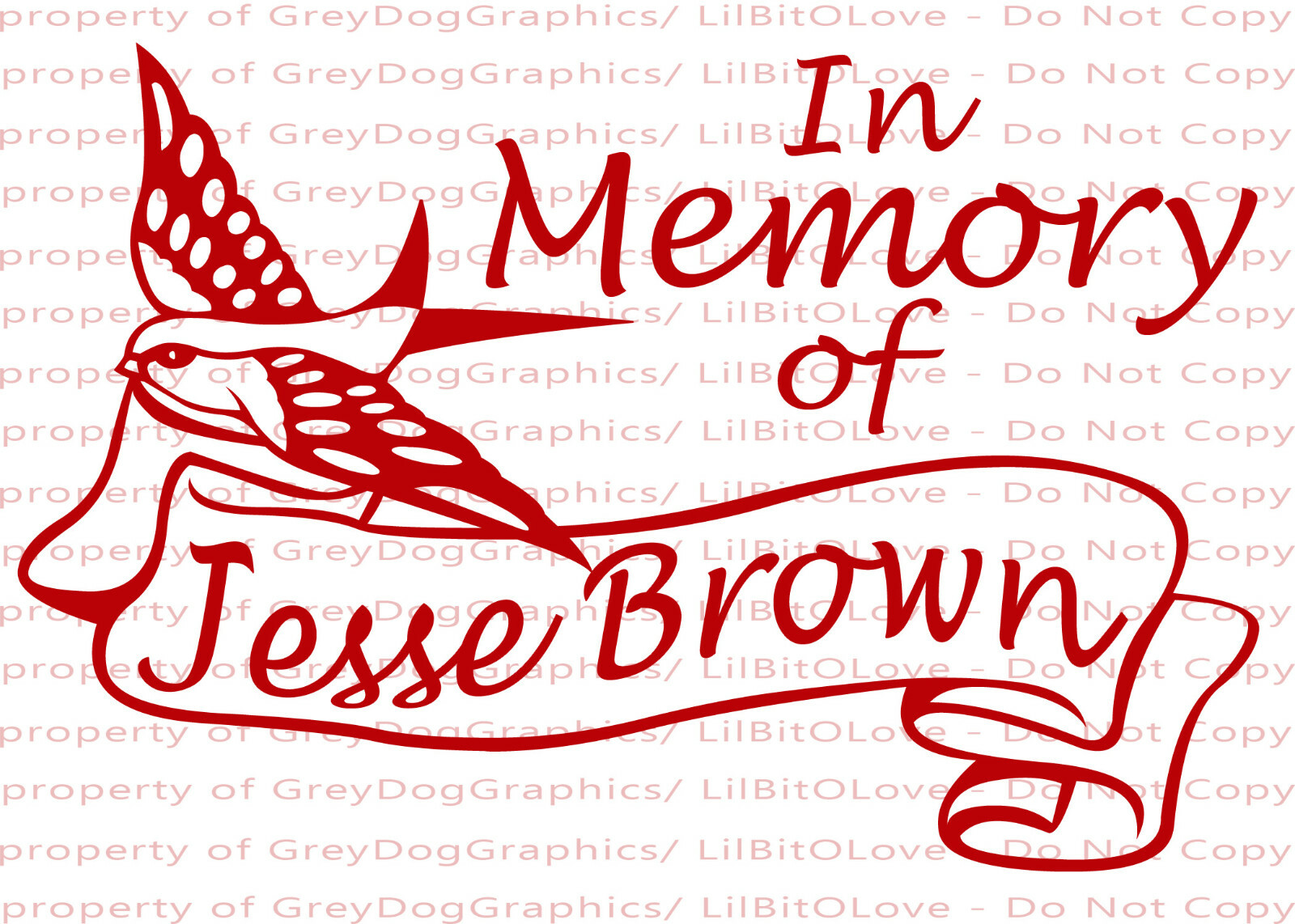 PERSONALIZED IN LOVING MEMORY VINYL DECAL BIRD & BANNER WITH NAME SCRIPT