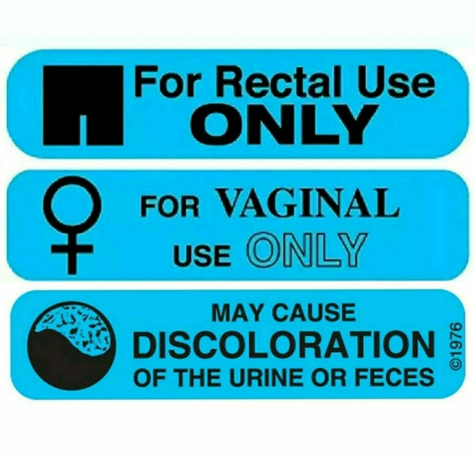 For Rectal/Vaginal Use Only/May Cause Discoloration" 60-300 Trifecta Pack