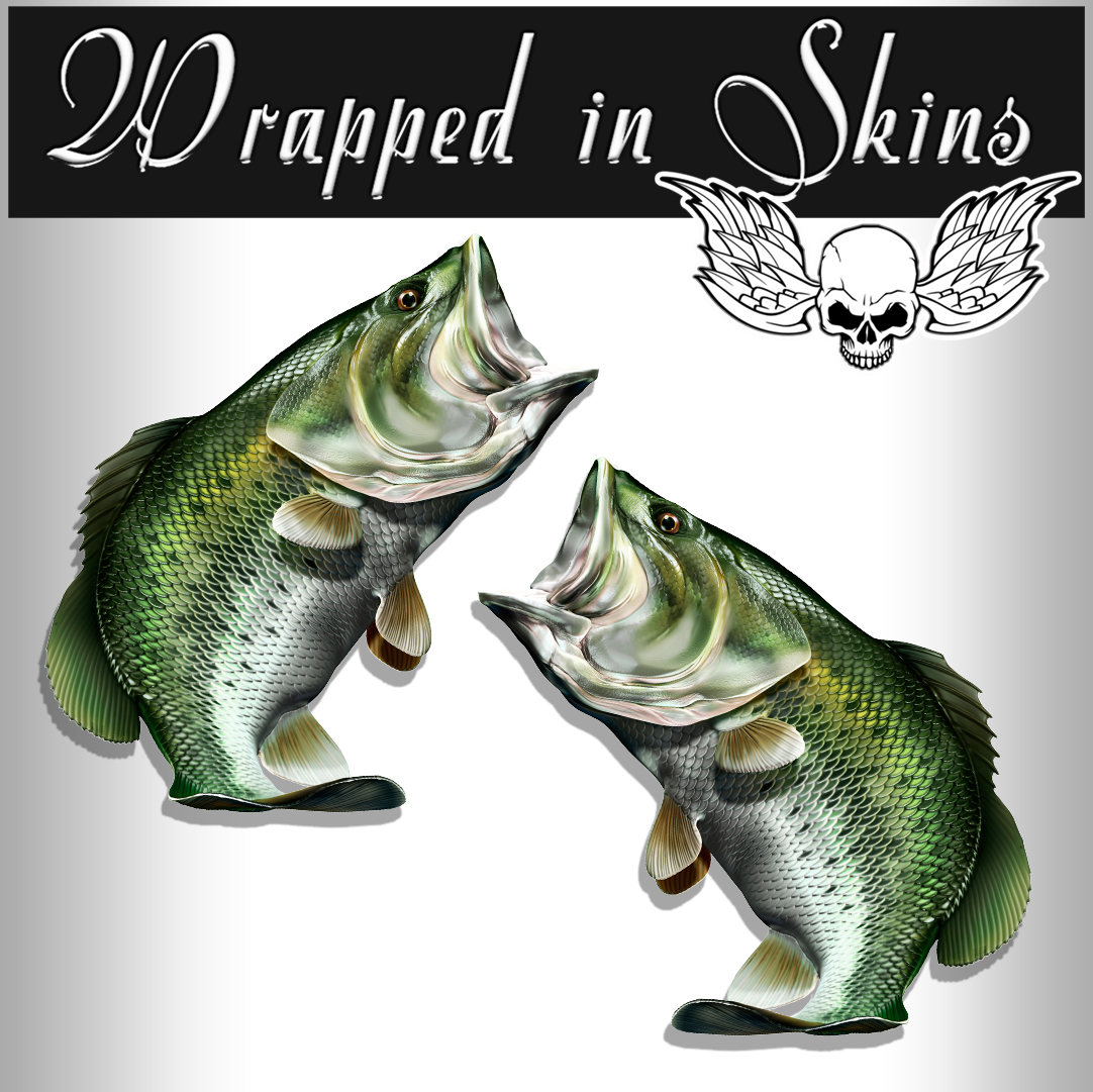 Bass Fish Decals Large Mouth Bass Fish Stickers Tackle Box Vinyl Decals AFP-0029