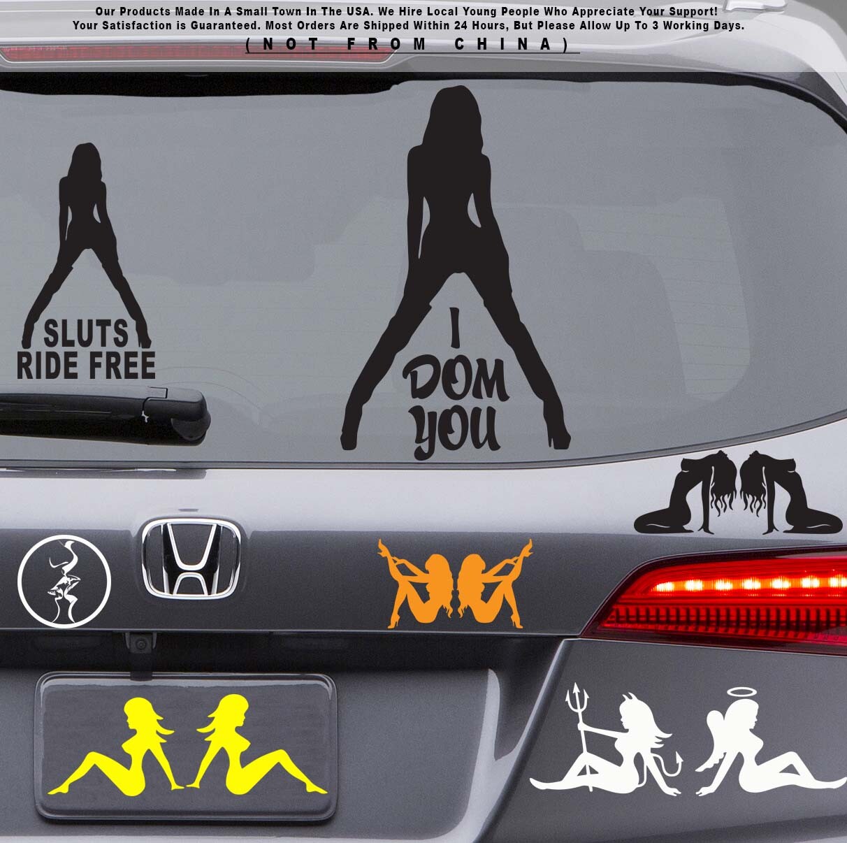 Sexy Girls I Dom You Domination S&M Boots Naked JDM women Sticker Decal