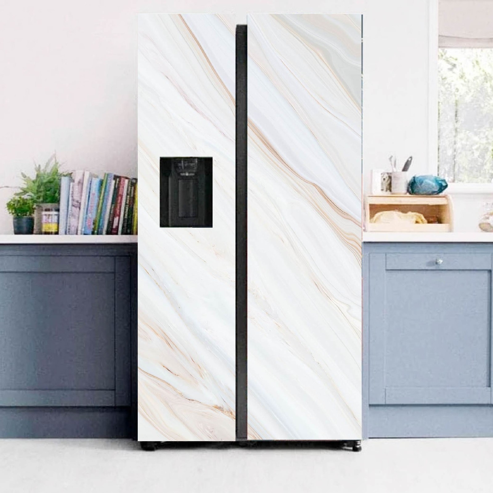 Marble Refrigerator Skin Wrap, Stylish Kitchen Upgrade