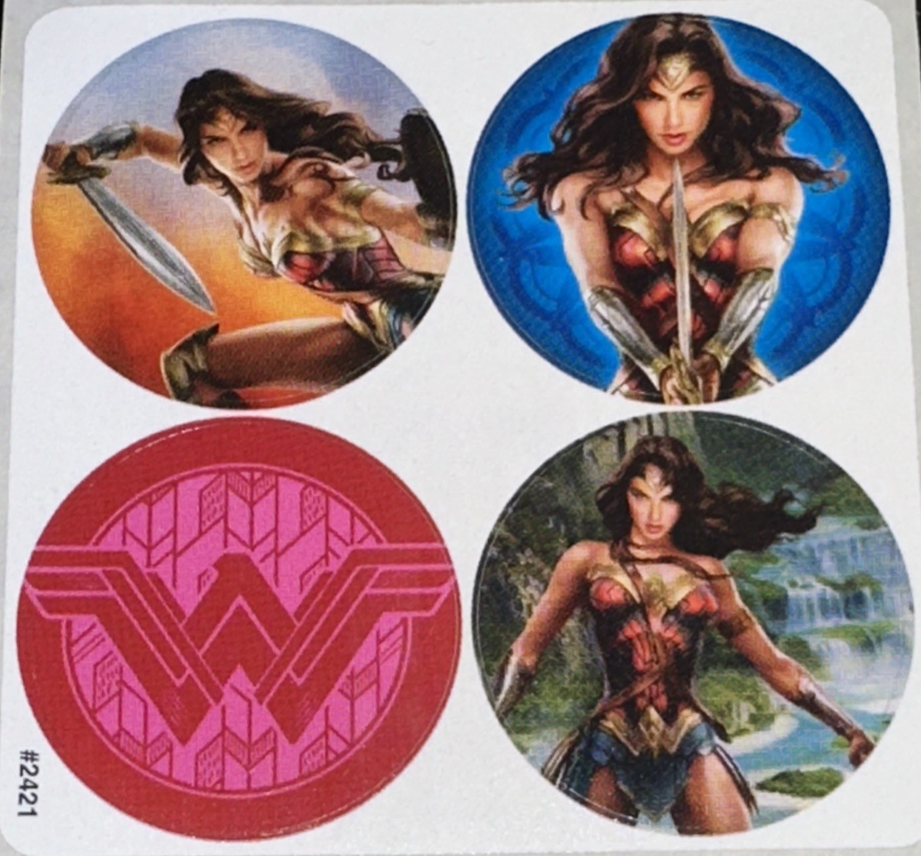 WONDER WOMAN 4 STICKERS✨⭐️💖🌟💙⭐️✨1 1/4”✨each one✨SEXY & CUTE✨💋✨AWESOME✨⭐️🌟💫