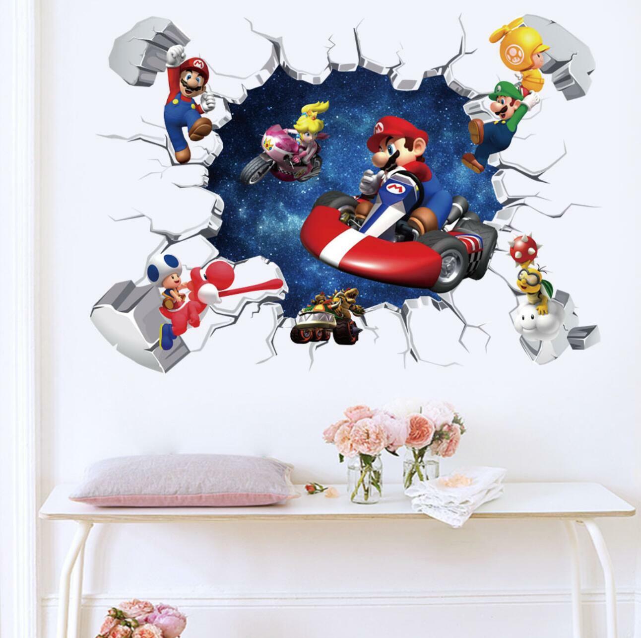 NEW 3D Super Mario Kart Bros Removable Wall Stickers Decal Kids Home Decor USA