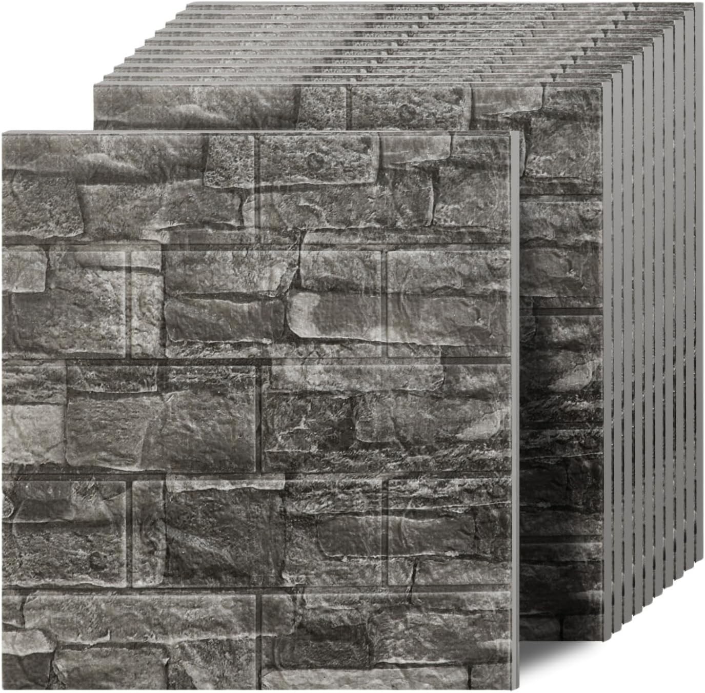 Elegant 3D Faux Brick Wall Panels – 20 PCS Black Rock Design for Modern Living