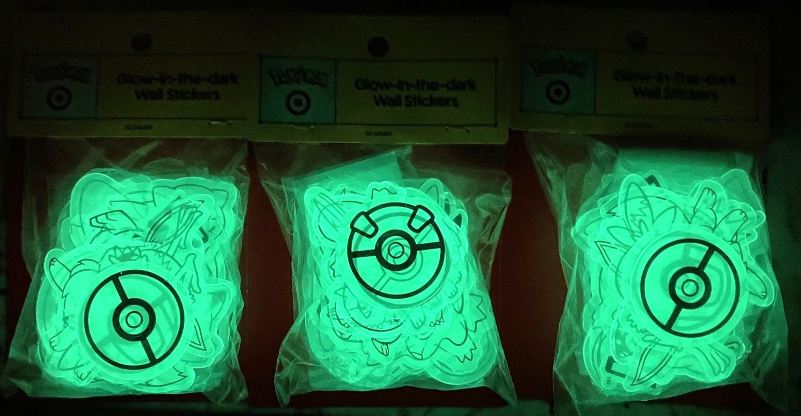 Lot Of 3 Target X Pokemon Glow In The Dark Wall Stickers 30th Anniversary NEW