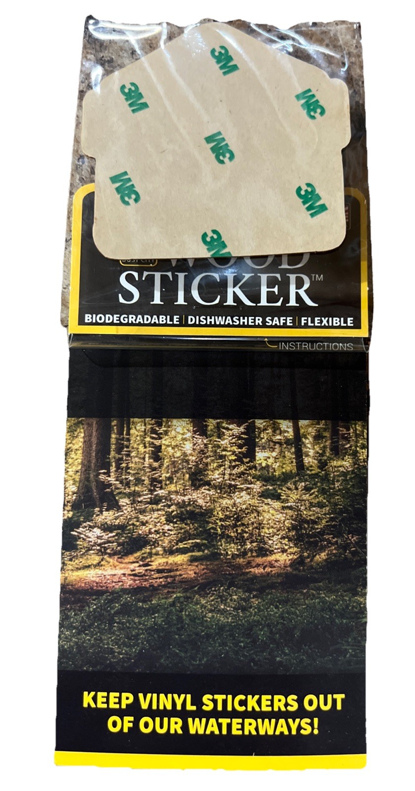 Hike More Worry Less WOOD Sticker Dishwasher SAFE Biodegradable Dust City 3M NEW