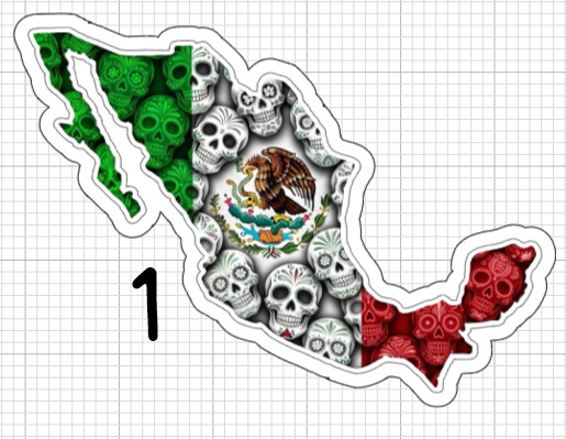 3.5" 6 Pack Mexico Stickers Cell Phone Laptop Skate Sticker Sugar Skull Mexican