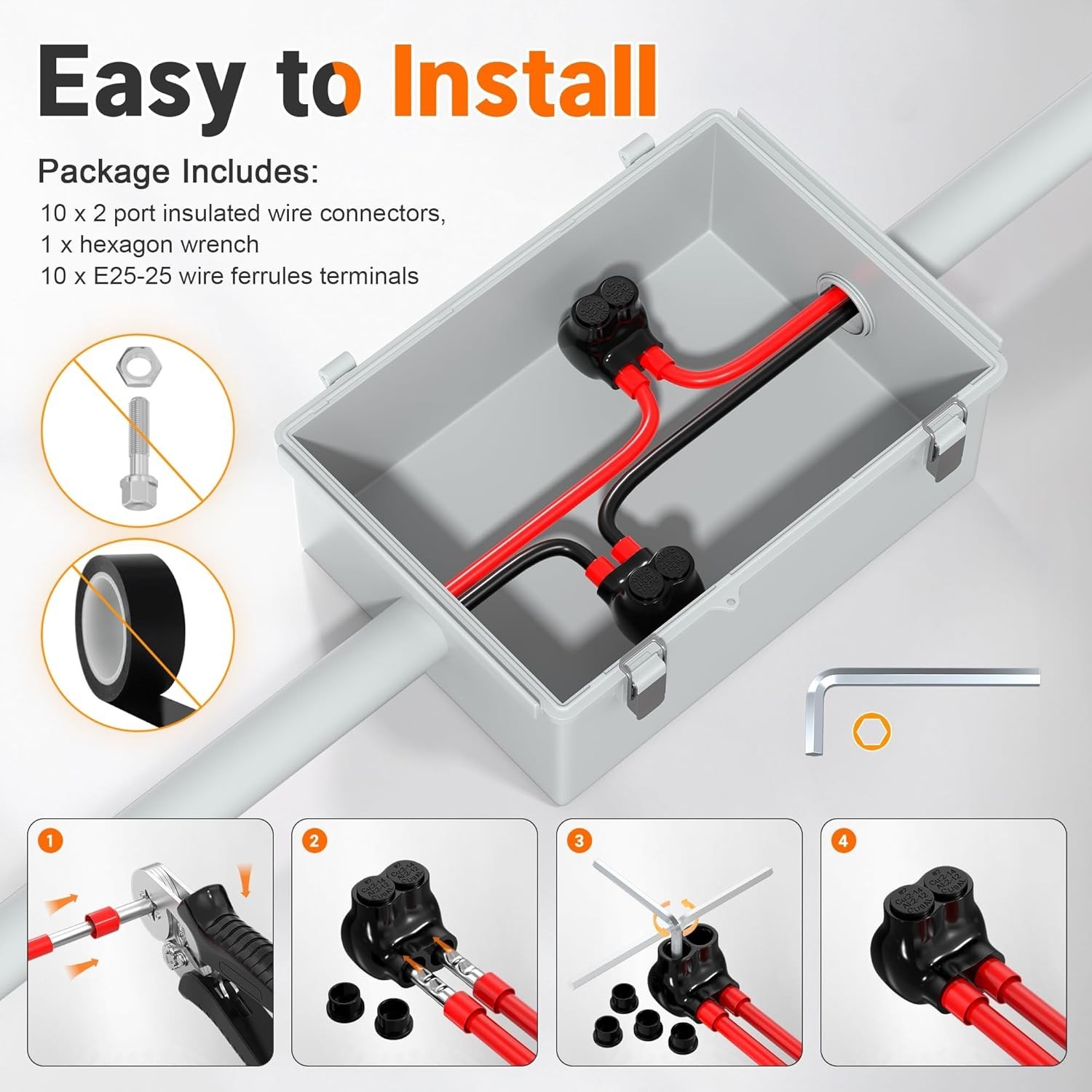 2 Port Insulated Multi Tap Connector 2-14AWG Aluminum to Copper Wire Connectors