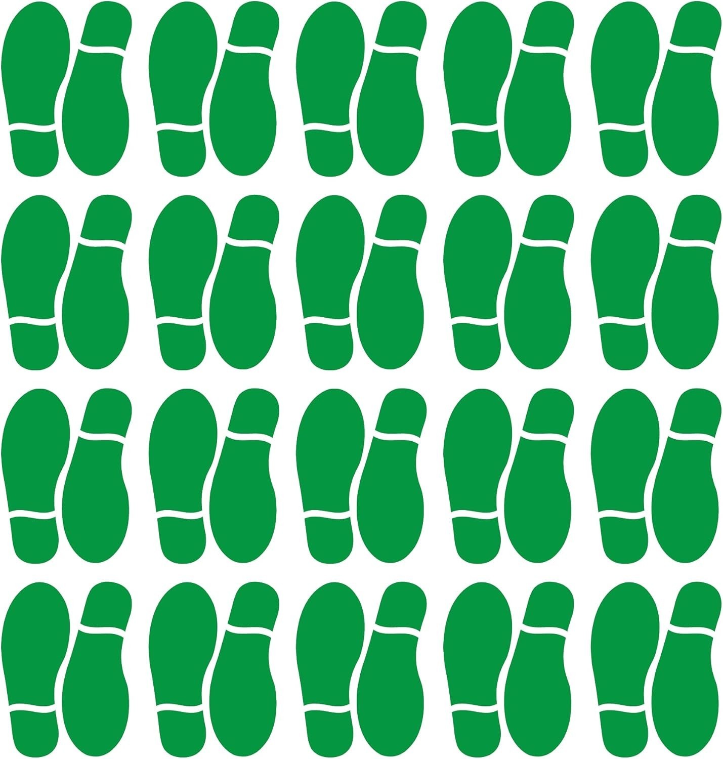 20 Pairs 40 Prints Green Footprints Floor Decals 7 Inch Shoe Stickers Feet Di…