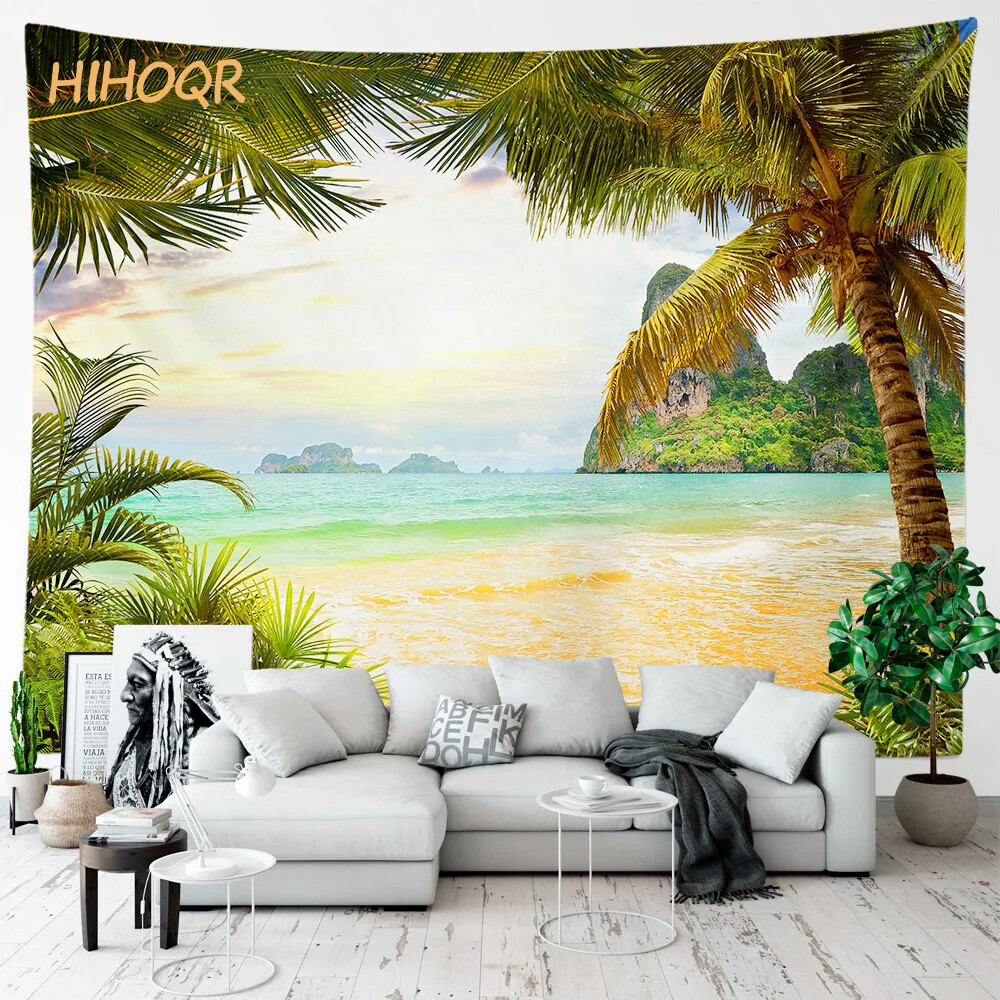 Palm Tree Large Cloth Wall Tapestry Aesthetic Room Decor Hippie Boho Landscape