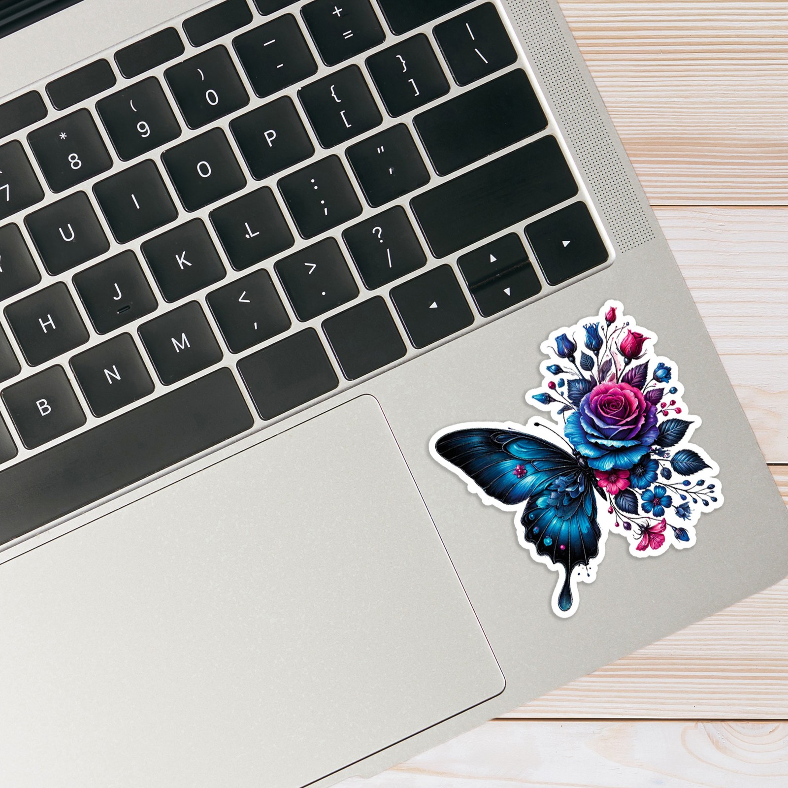 Pink & Blue Rose Butterfly Wings – Vinyl Decal Sticker – Car Window – #214