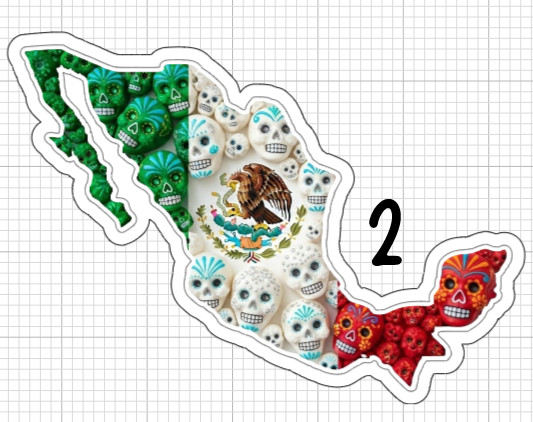 3.5" 6 Pack Mexico Stickers Cell Phone Laptop Skate Sticker Sugar Skull Mexican
