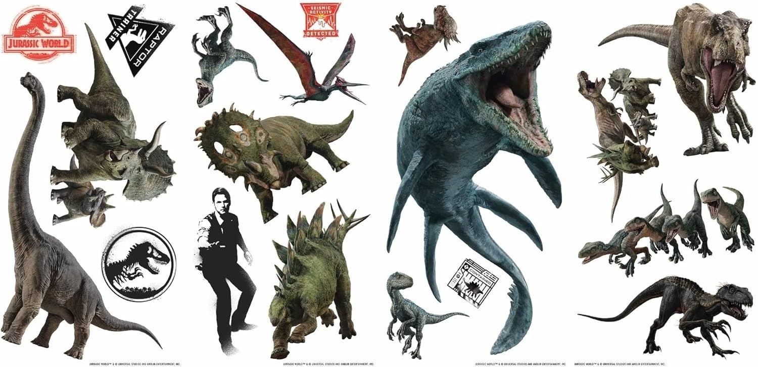 Jurassic World Fallen Kingdom Peel & Stick Wall Decal Dinosaur Sticker