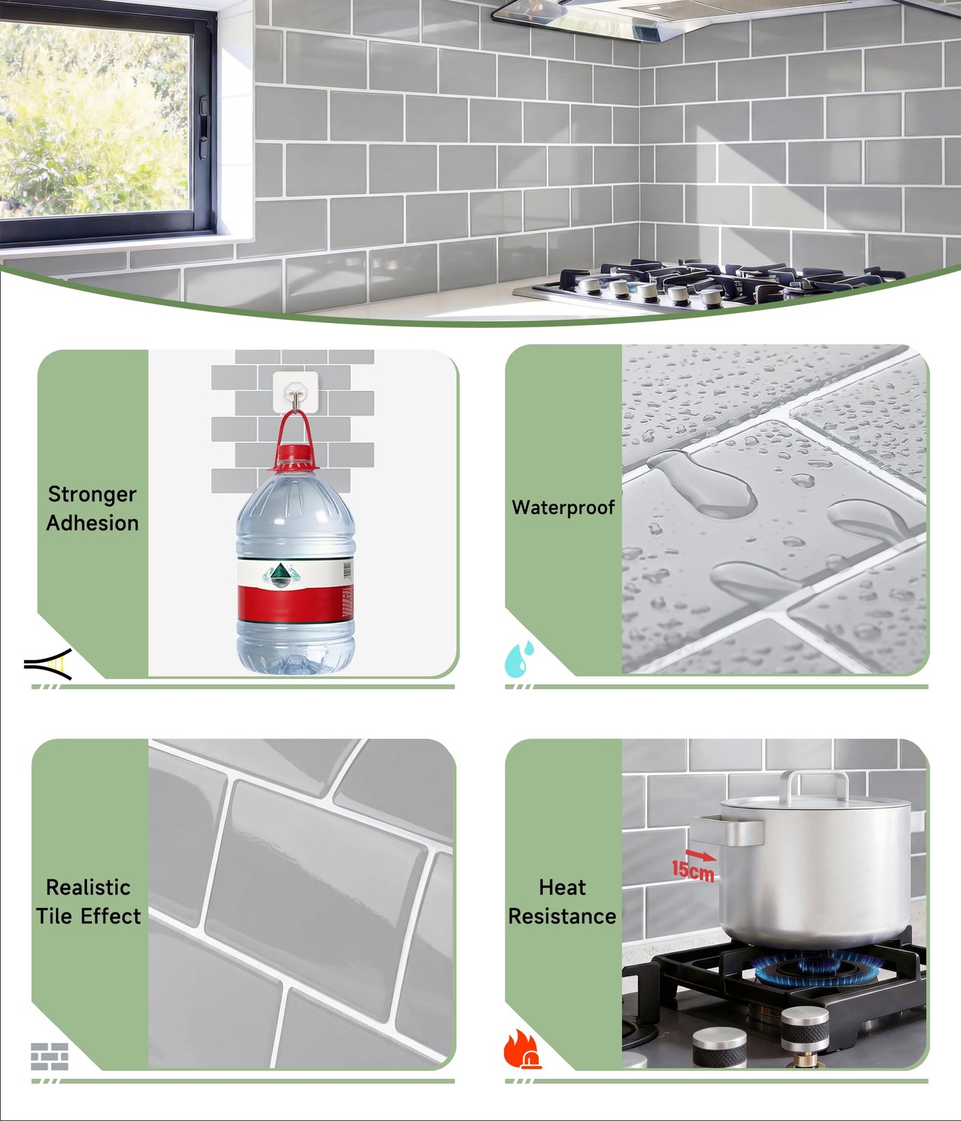 Peel and Stick Backsplash for Kitchen Self Adhesive Wall Tiles for Bathroom