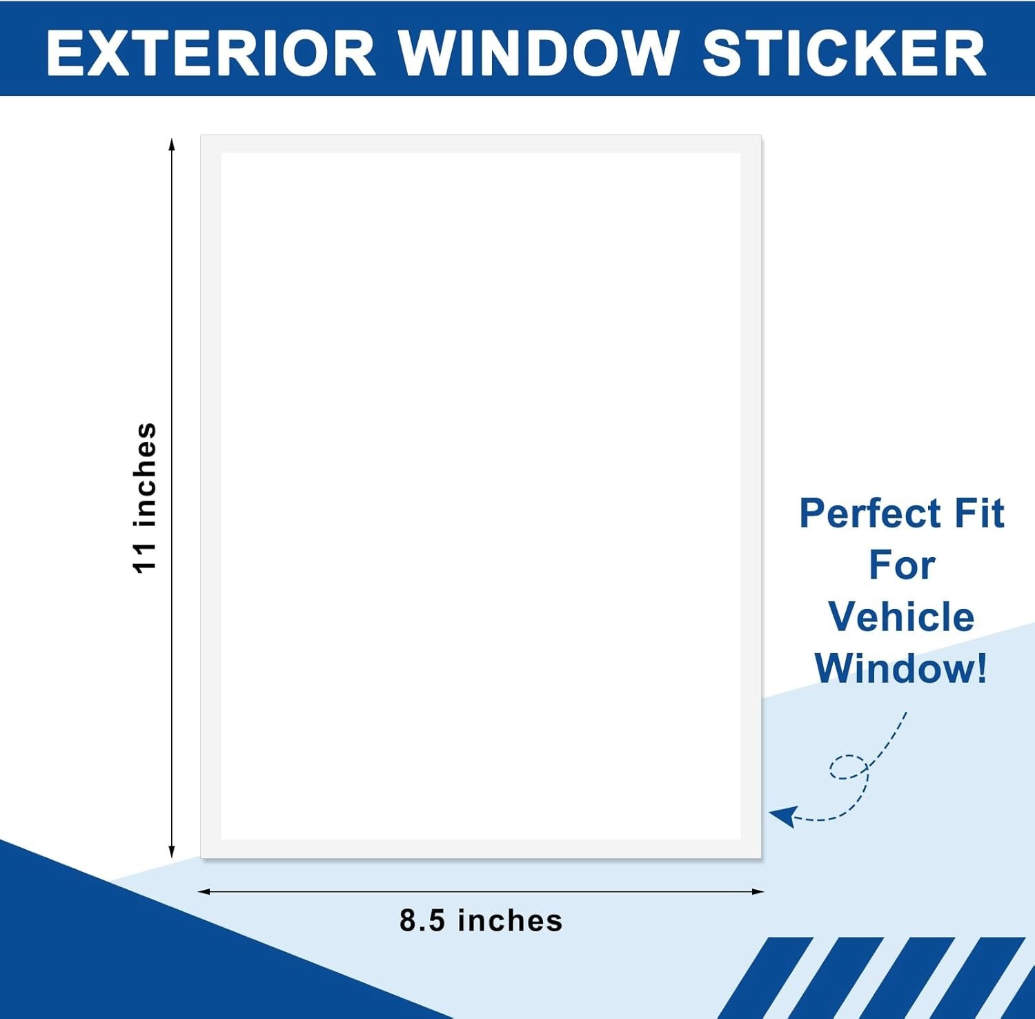 200 Pcs Outdoor Window Stickers for Car Dealers 8.5" x 11" Plain White Blank …
