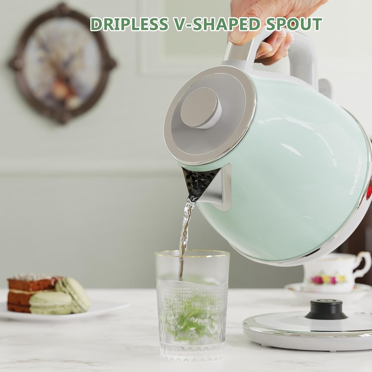 Electric Tea Kettle, 1500W /1.0L Hot Water Boiler Heater Pot, Retro Small Ele…